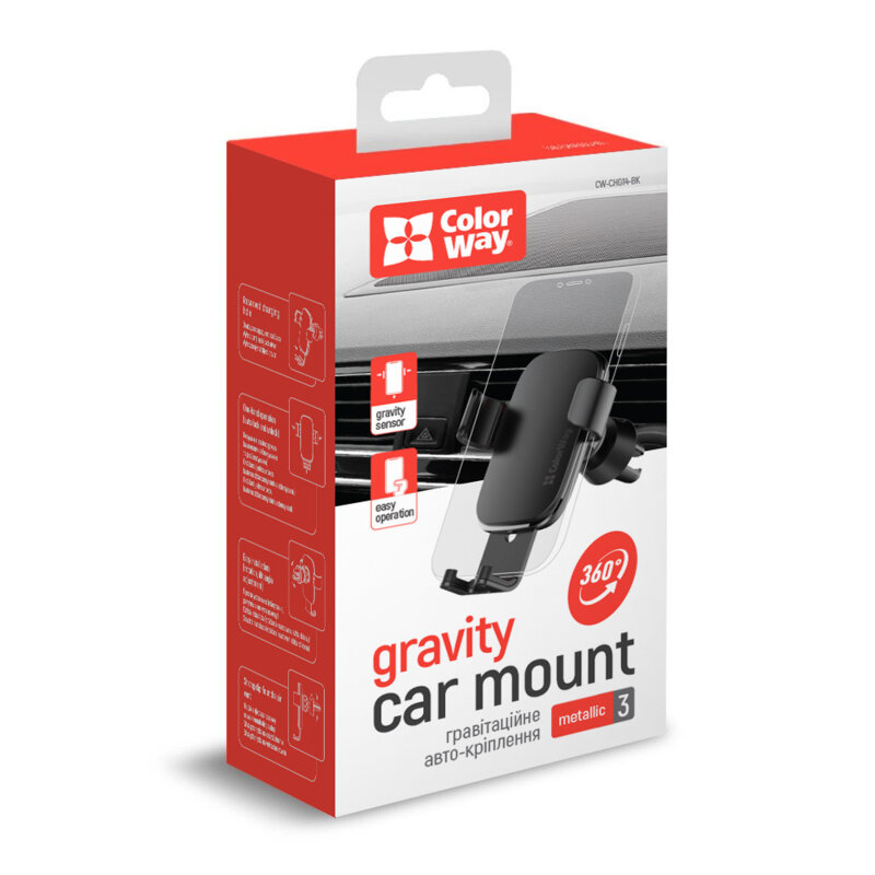 Suport auto metalic ColorWay Gravity, pentru grila de ventilatie