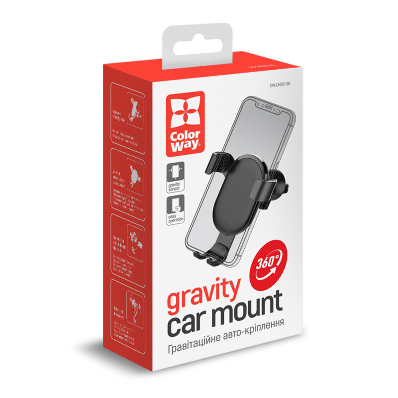 Suport telefon auto 360° ColorWay Gravity, pentru grila de ventilatie