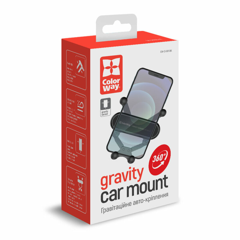 Suport auto cu senzor de gravitatie ColorWay, pentru grila
