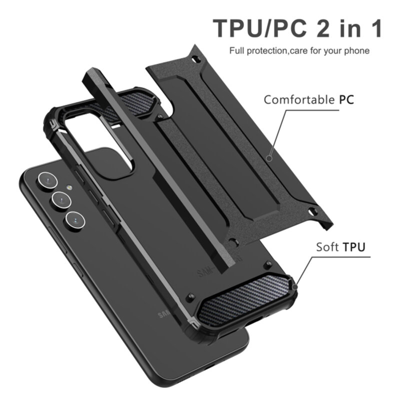 Husa Samsung Galaxy S25 Edge Techsuit Hybrid Armor, negru