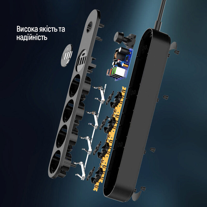 Prelungitor priza EU Quick Charge, USB, Type-C, LED ColorWay, 2m, negru