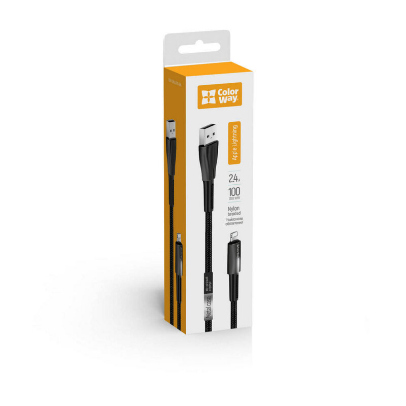 Cablu date si incarcare Apple Lightning ColorWay, LED, 2.4A, negru