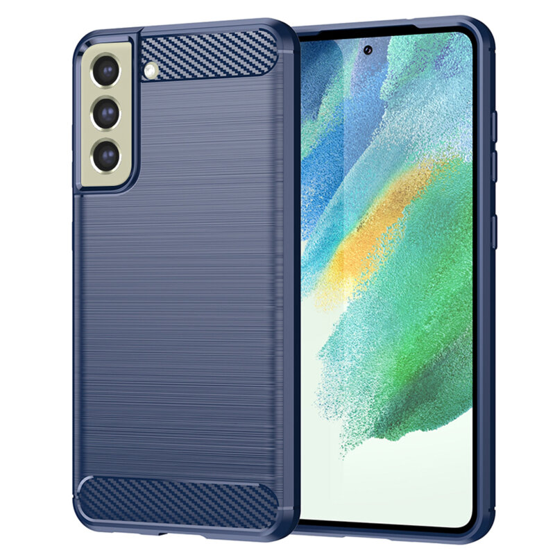 Husa Samsung Galaxy S21 FE 5G Techsuit Carbon Silicone, albastru