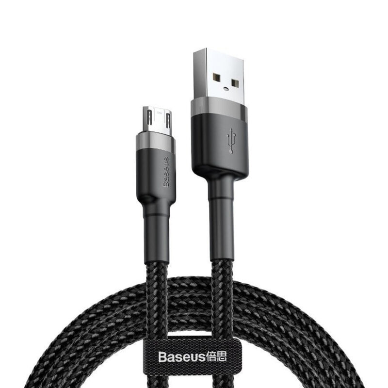 Cablu date si incarcare USB la Micro-USB Baseus, 1m, negru, CAMKLF-BG1