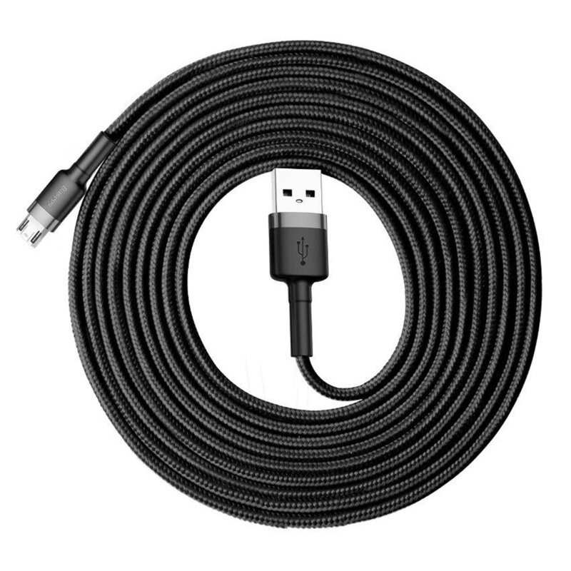 Cablu date si incarcare USB la Micro-USB Baseus, 1m, negru, CAMKLF-BG1