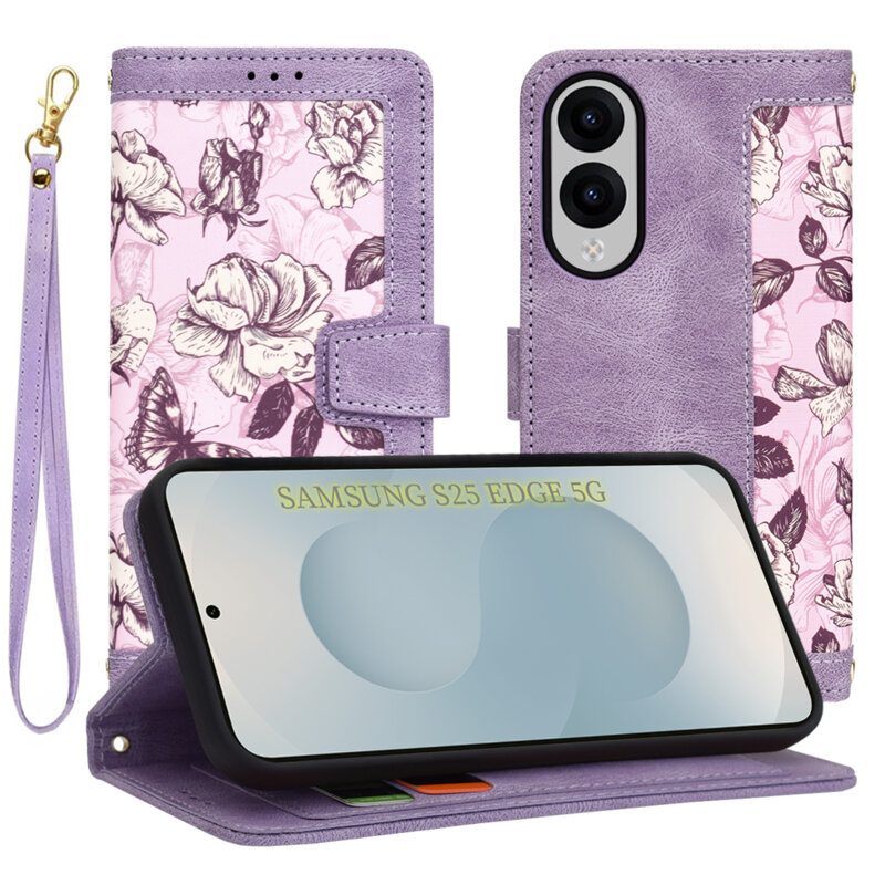 Husa personalizata fete Samsung Galaxy S25 Edge Techsuit FlipCraft, mov
