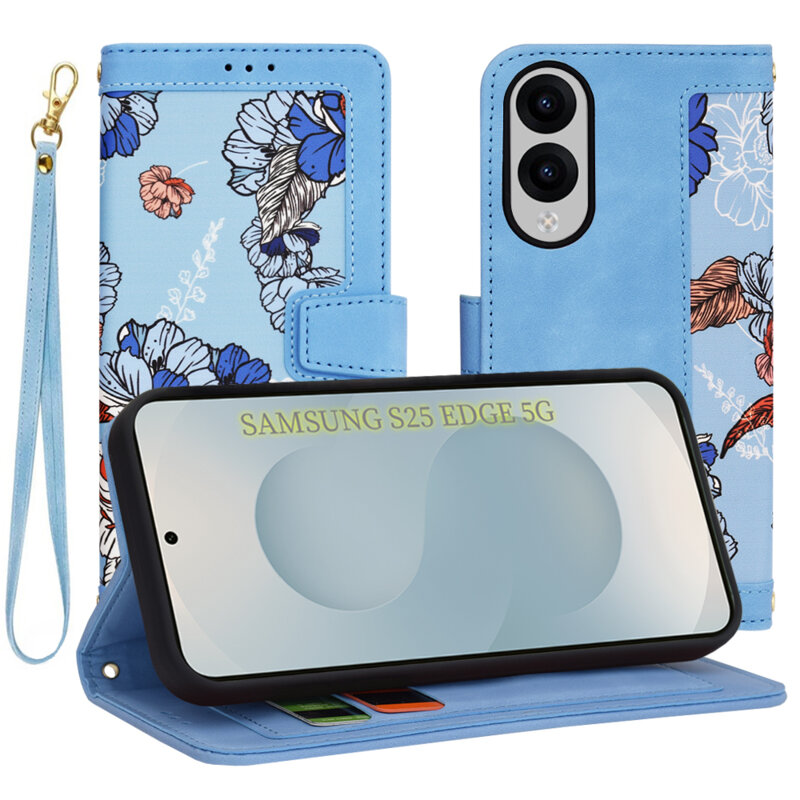 Husa personalizata fete Samsung Galaxy S25 Edge Techsuit FlipCraft, bleu