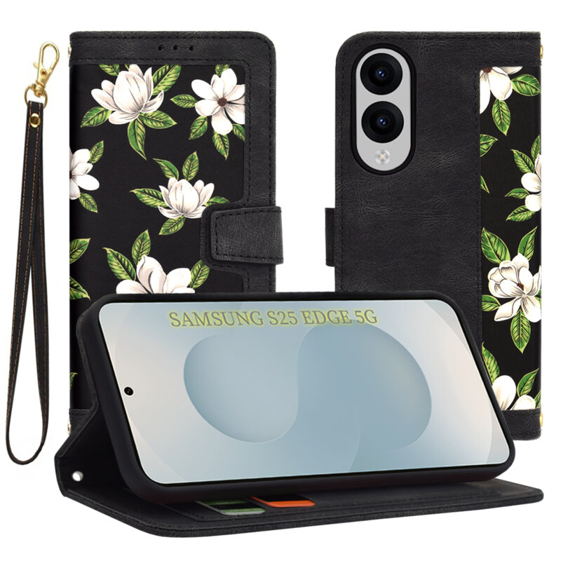 Husa personalizata fete Samsung Galaxy S25 Edge Techsuit FlipCraft, negru