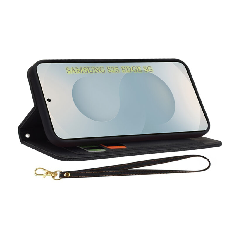 Husa personalizata fete Samsung Galaxy S25 Edge Techsuit FlipCraft, negru