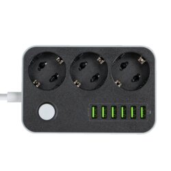 Prelungitor priza 3xEU 220V, 6xUSB, ColorWay, 1.8m, On/Off buton