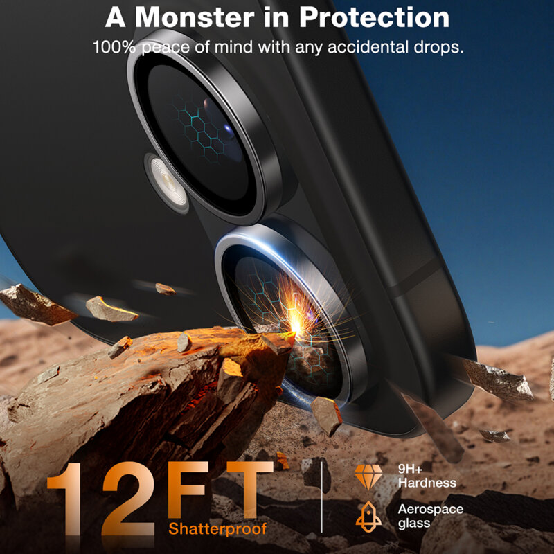 Folie camera iPhone 16 Torras Lensguard Camera Protector, negru