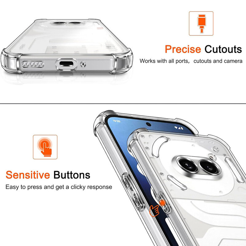 Husa Nothing Phone (3a) Techsuit Shockproof Clear Silicone, transparenta