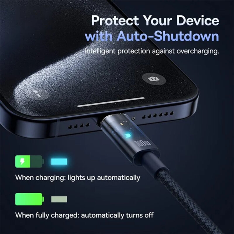 Cablu incarcare Type-C 100W Baseus Explorer, 1m, albastru, P10319704321-00