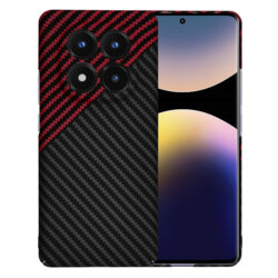 Husa Xiaomi Redmi Note 14 Pro+ 5G Techsuit Carbonite FiberShell, rosu inchis