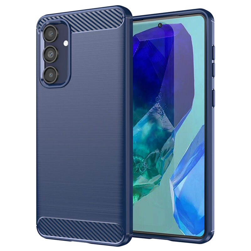 Husa Samsung Galaxy M55 Techsuit Carbon Silicone, albastru