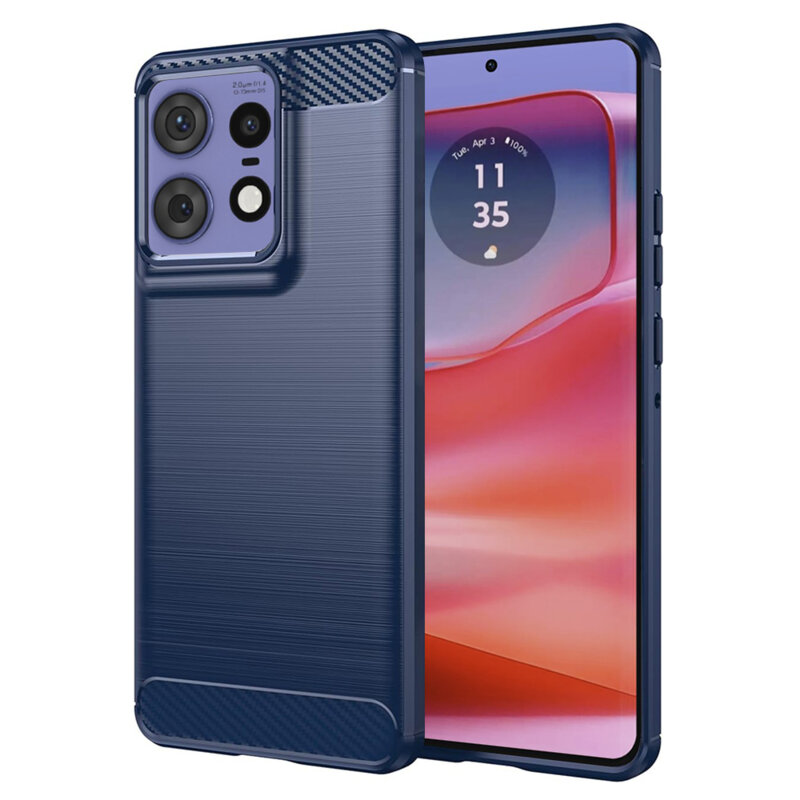 Husa Motorola Edge 50 Pro Techsuit Carbon Silicone, albastru