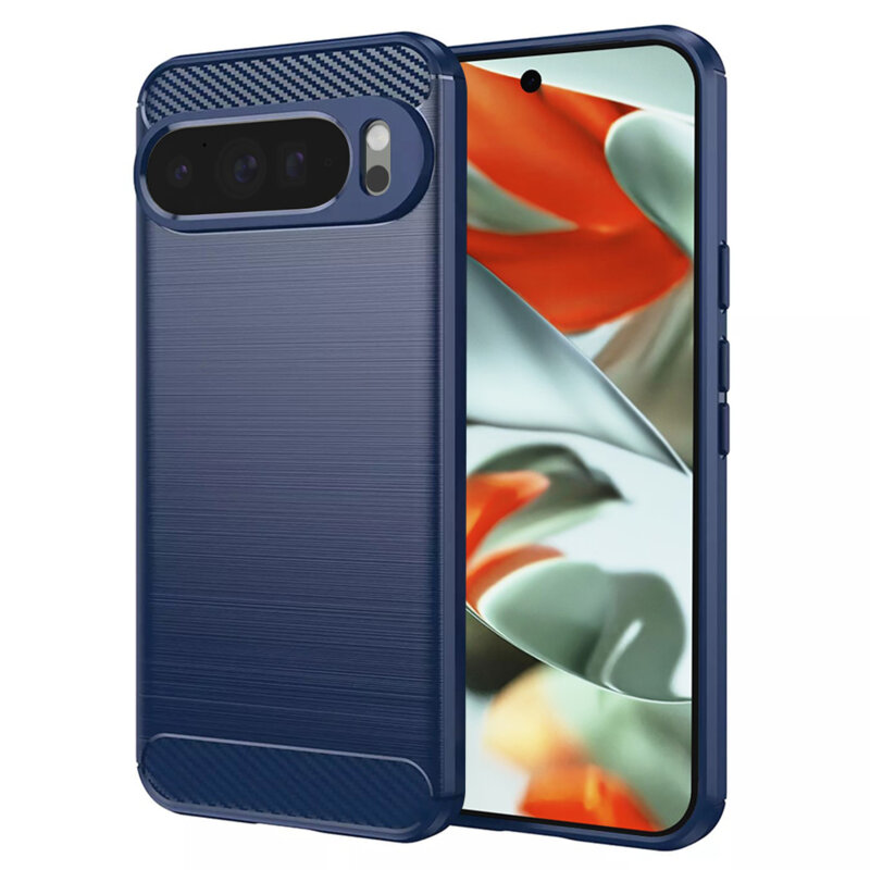 Husa Google Pixel 9 Pro XL Techsuit Carbon Silicone, albastru
