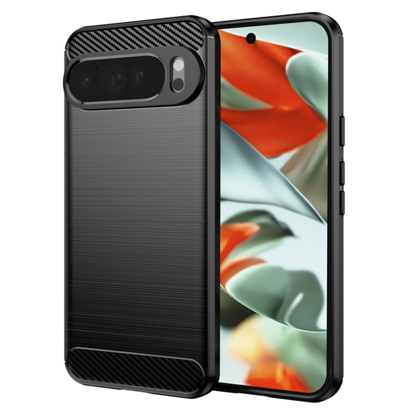 Husa Google Pixel 9 Pro XL Techsuit Carbon Silicone, negru