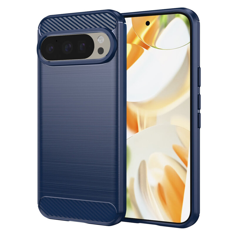 Husa Google Pixel 9 Pro Techsuit Carbon Silicone, albastru