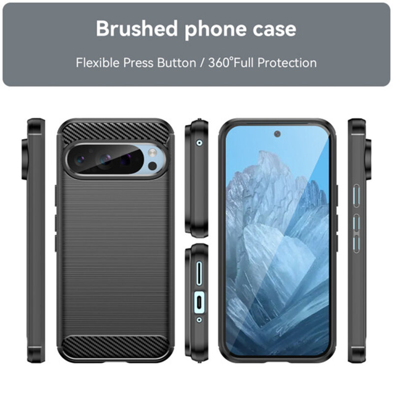 Husa Google Pixel 9 Pro Techsuit Carbon Silicone, albastru