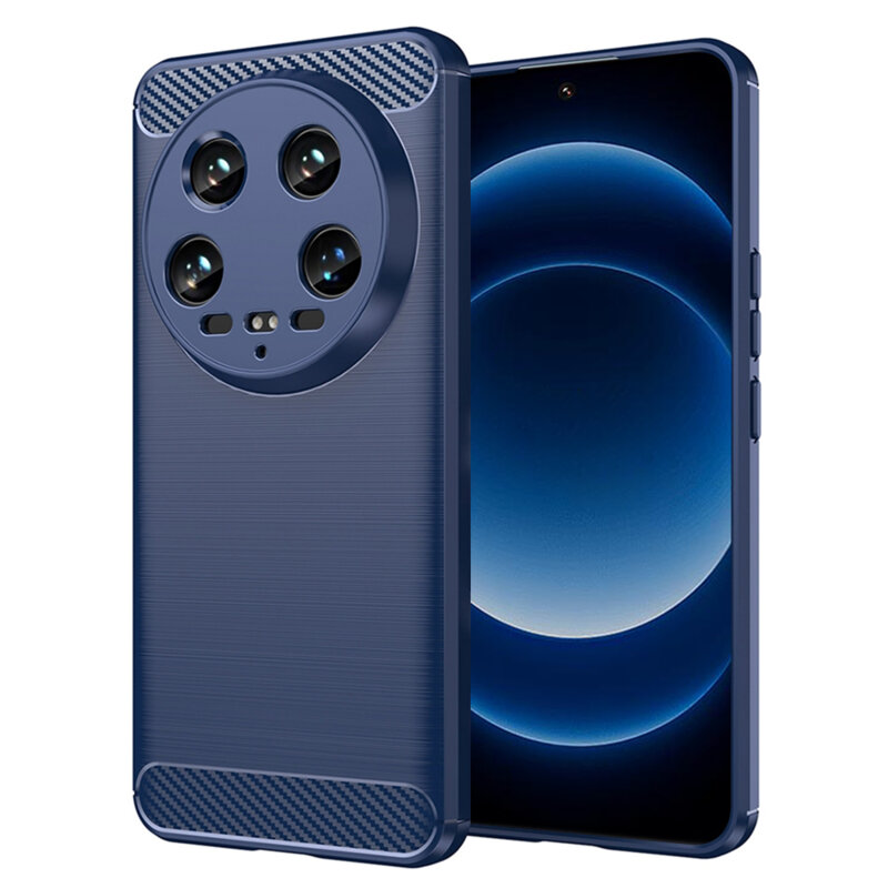Husa Xiaomi 14 Ultra Techsuit Carbon Silicone, albastru
