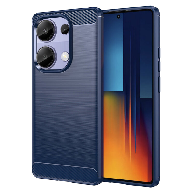 Husa Xiaomi Poco M6 Pro 4G Techsuit Carbon Silicone, albastru