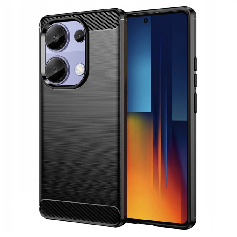 Husa Xiaomi Poco M6 Pro 4G Techsuit Carbon Silicone, negru