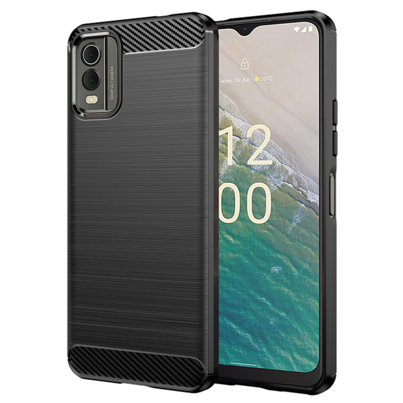Husa Nokia C32 Techsuit Carbon Silicone, negru