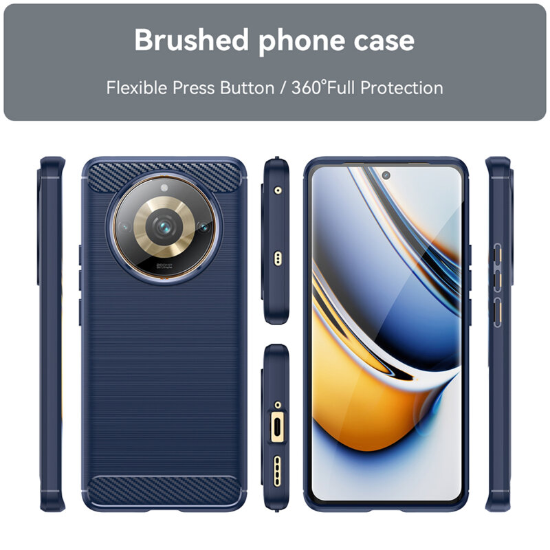 Husa Realme 11 Pro+ Techsuit Carbon Silicone, albastru