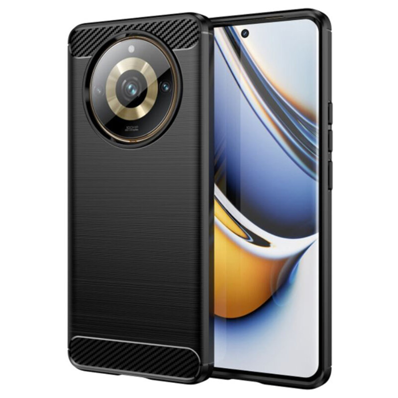 Husa Realme 11 Pro+ Techsuit Carbon Silicone, negru