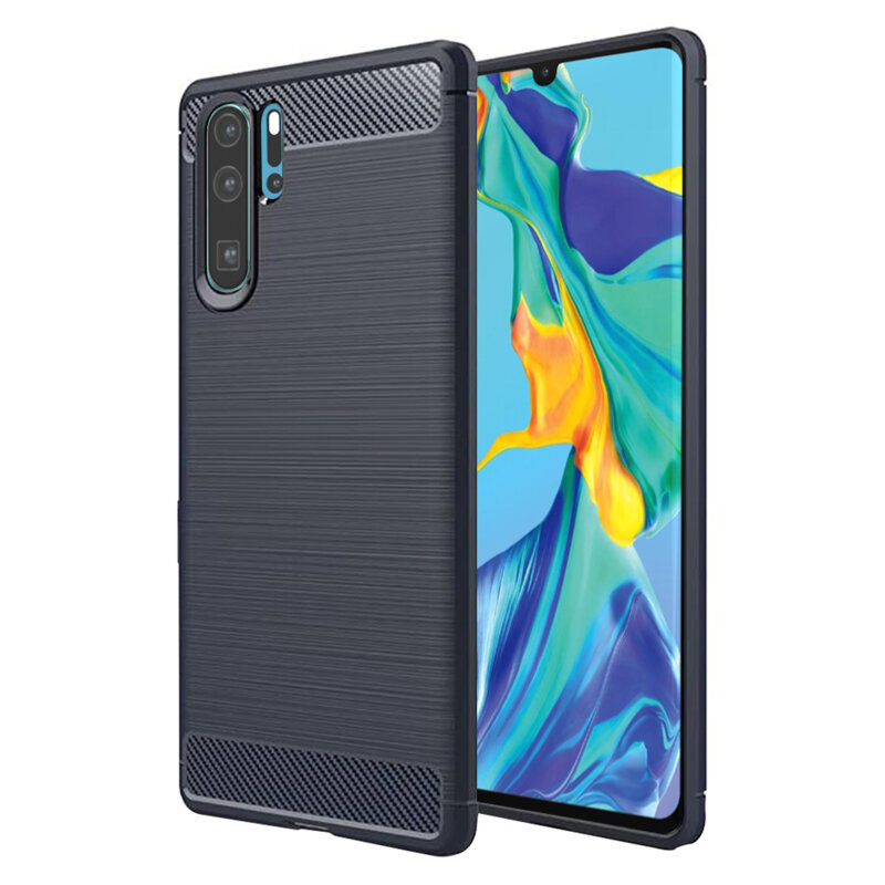 Husa Huawei P30 Pro Techsuit Carbon Silicone, albastru