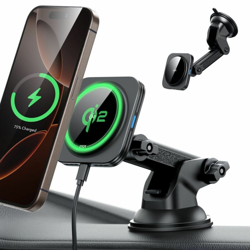 Suport auto telefon incarcare MagSafe Qi2 ESR CryoBoost HaloLock