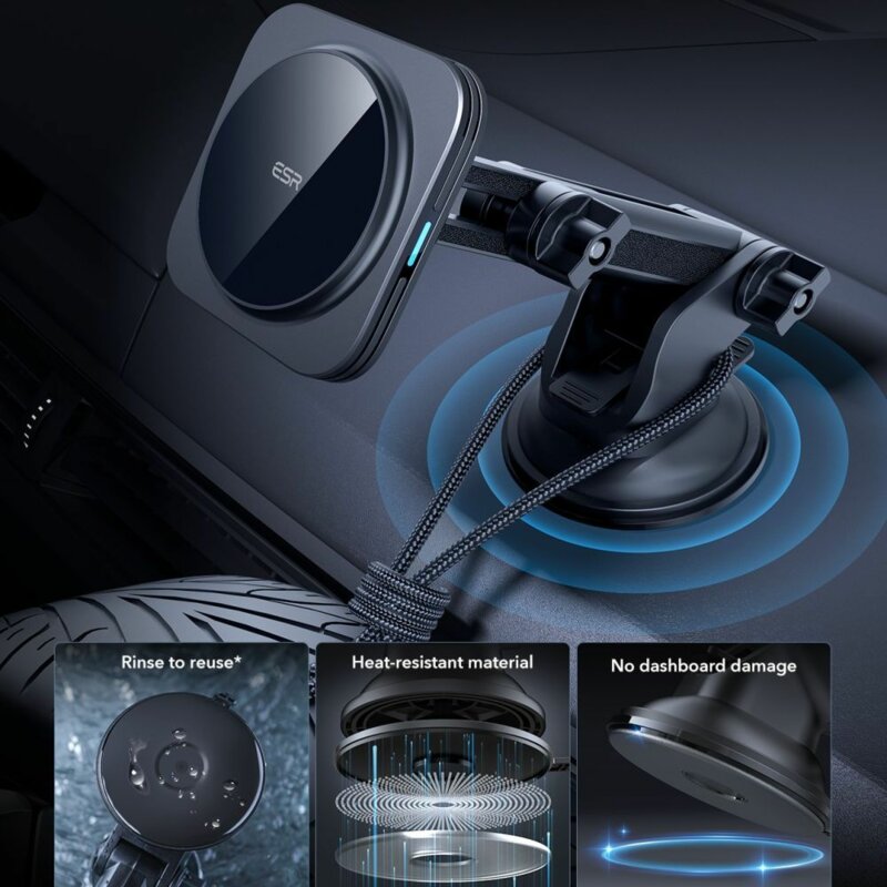 Suport auto cu incarcare MagSafe Qi2 ESR, 15W, prindere bord