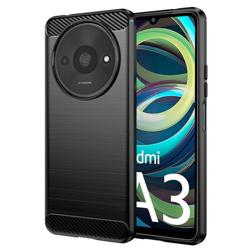 Husa Xiaomi Redmi A3 Techsuit Carbon Silicone, negru