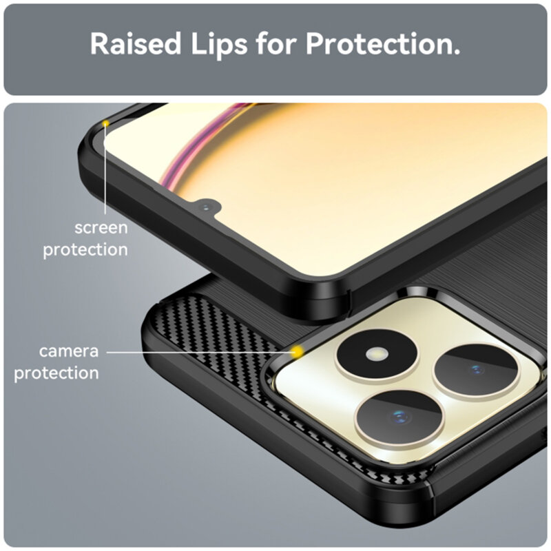 Husa Realme Note 50 Techsuit Carbon Silicone, negru