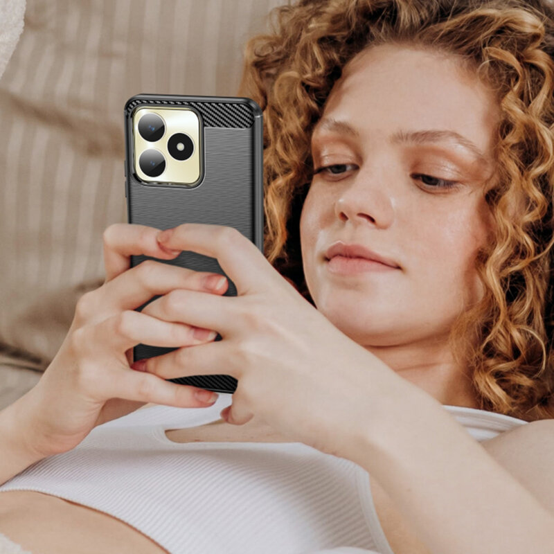Husa Realme Note 50 Techsuit Carbon Silicone, negru