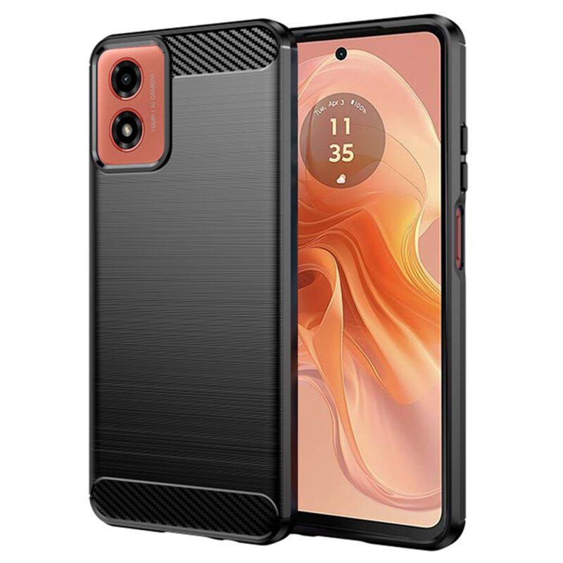 Husa Motorola Moto G04s Techsuit Carbon Silicone, negru
