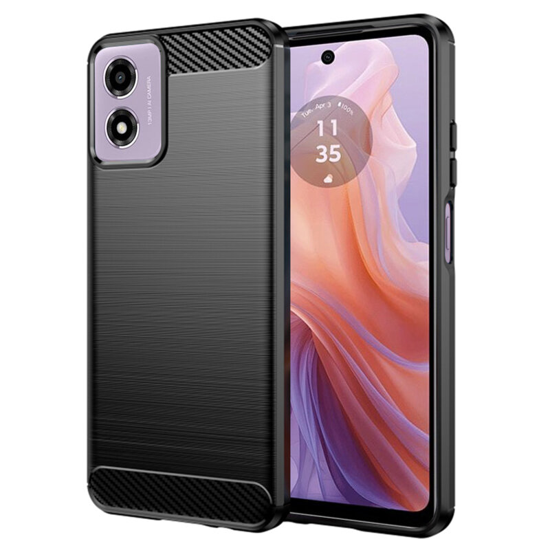 Husa Motorola Moto E14 Techsuit Carbon Silicone, negru