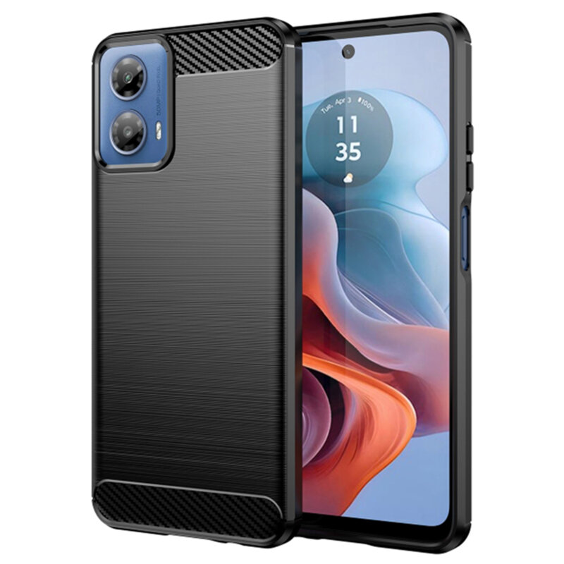 Husa Motorola Moto G34 Techsuit Carbon Silicone, negru