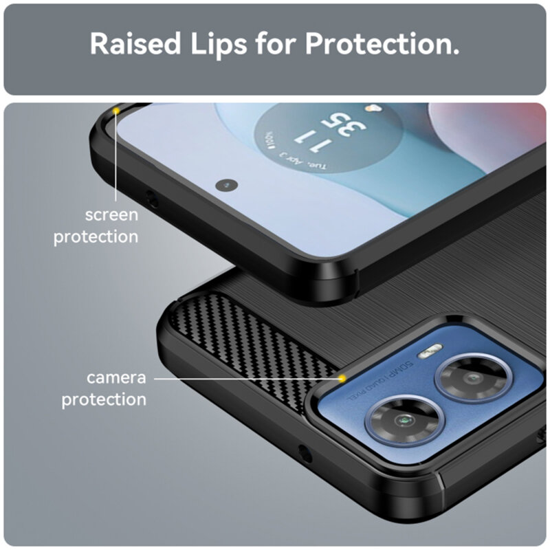 Husa Motorola Moto G45 Techsuit Carbon Silicone, negru