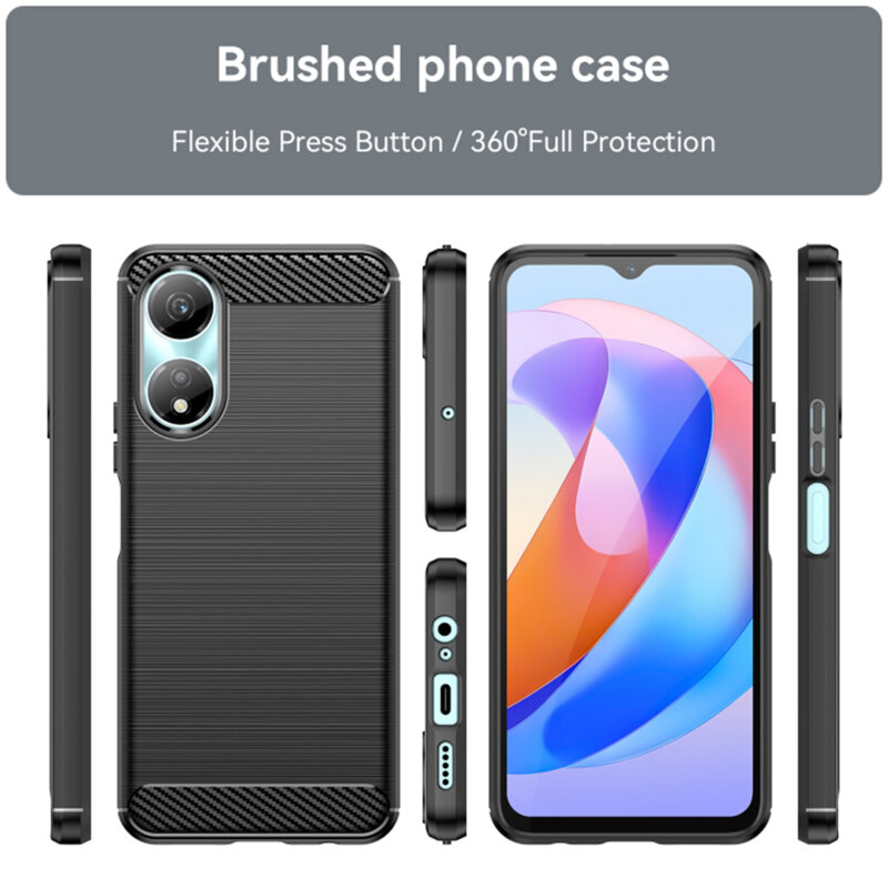 Husa Honor X7b 5G Techsuit Carbon Silicone, negru