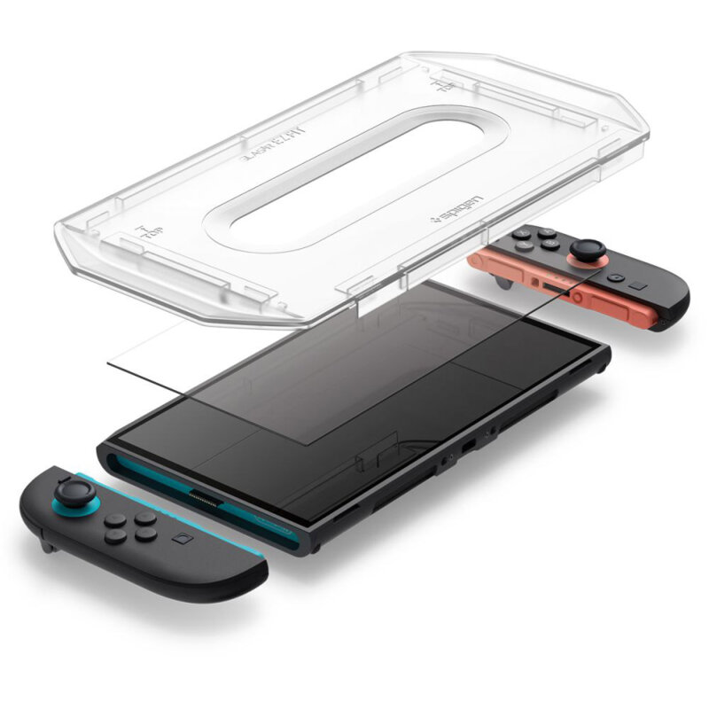 [Pachet 2x] Folie sticla Nintendo Switch 2 Spigen Glas.tR EZ-FIT, transparenta
