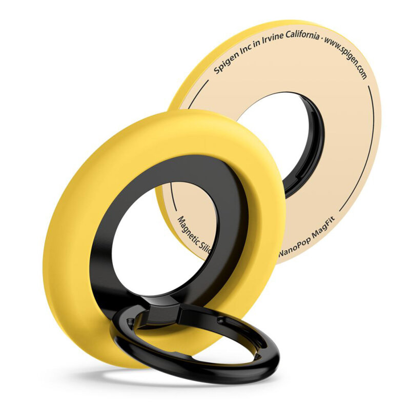 Suport inel telefon MagSafe, iRing Spigen Nano Pop, galben