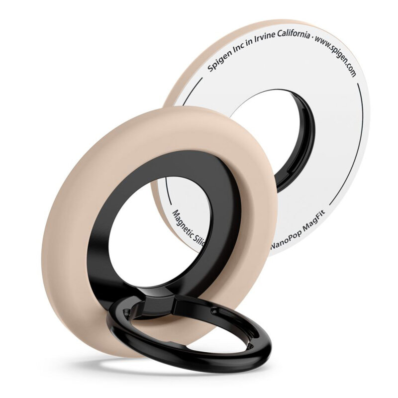 Suport inel telefon MagSafe, iRing Spigen Nano Pop, bej