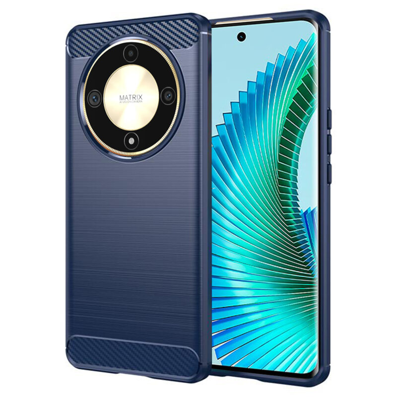 Husa Honor Magic6 Lite Techsuit Carbon Silicone, albastru