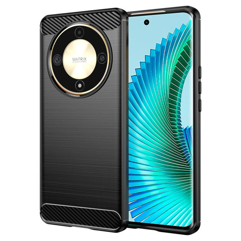 Husa Honor Magic6 Lite Techsuit Carbon Silicone, negru