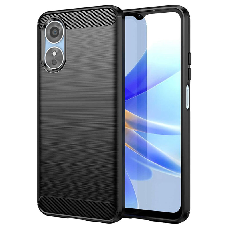 Husa Oppo A17 Techsuit Carbon Silicone, negru