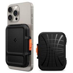 Suport card, portofel MagSafe de telefon Spigen Lock Fit, negru