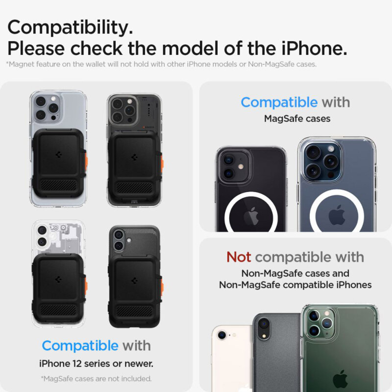 Suport card, portofel MagSafe de telefon Spigen Lock Fit, negru