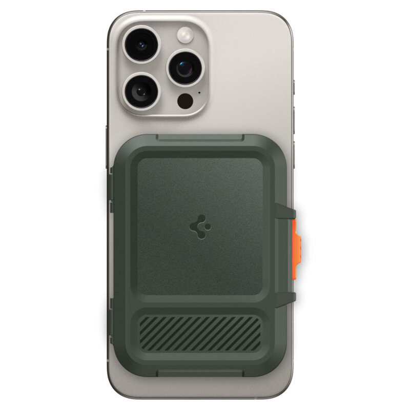 Suport card, portofel MagSafe de telefon Spigen Lock Fit, verde